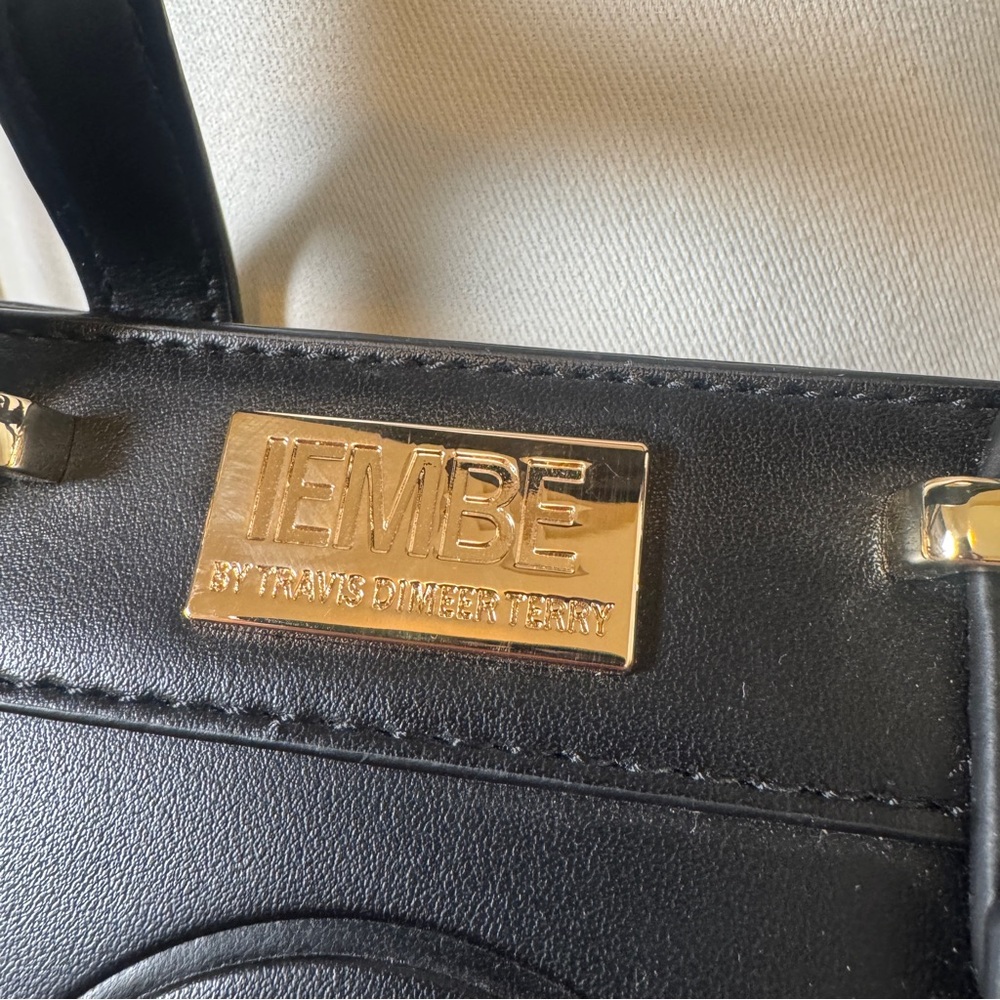 IEMBE by Travis Derry Black Mini Satchel Crossbody Bag Gold Hardware - Picture 2 of 12
